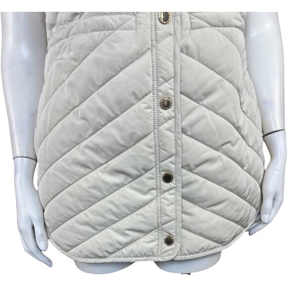 Isaac Mizrahi Live! Clubhouse Quilted Snap Front Vest Drawstring Light Sand XXS - Picture 4 of 14
